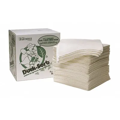 SKILCRAFT Sorbent Pad, 18 in x 18 in, Cotton, Box of 100 - Sorbent Pads