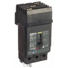 The SQUARE D JGA36200 is a 200 A, 3-pole molded case circuit breaker from the JG series. It features an instantaneous trip mechanism and line/load lug terminals for ABC phase connection, with a maximum AIR rating of 25kA at 240V AC. This breaker is used for overcurrent protection in electrical distribution systems.