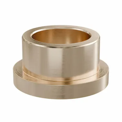 BUNTING BEARINGS Flanged Sleeve Bearing: Bronze, SAE 841, 3/4 in Bore, 1 in OD, 5/8 in Lg - Lubricated Food-Grade Metallic Flanged Sleeve Bearings