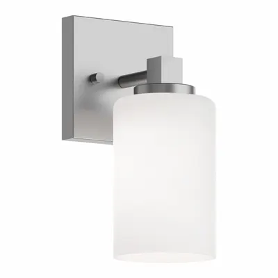 AFX INC. Decorative Sconce: Satin Nickel, 60 W Fixture Watt, 120V AC, Dimmable, 4 3/4 in Lg - Leo Wall Sconces