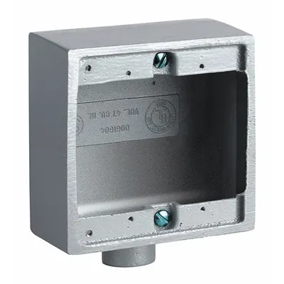 HUBBELL KILLARK Device Box: Iron, Square, 2 Gangs, 1/2 in Hub Size, 47 cu in Capacity - Iron Weatherproof Electrical Boxes