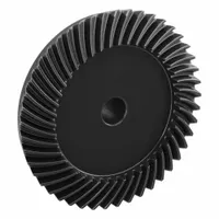 Spiral bevel gear with 45 teeth, module 2, and 12 mm bore diameter. Right-hand spiral direction. Induction hardened tooth surfaces. Gear ratio 3. Used in power transmission systems for right-angle torque transfer, such as machine tools, conveyors, and industrial drives