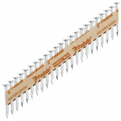 Flat, smooth collated metal connector nails with diamond point, 1-1/2 in overall length. Pack of 4,000. Used for fastening metal connectors, joist hangers, and framing hardware in structural wood applications.
