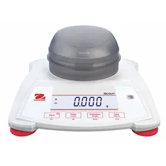 The OHAUS SPX223 is a precision lab balance with a 220 g capacity and 0.001 g readability. It features an LCD display and ABS housing. Weighing modes include carat, custom, gram, ounce, and pennyweight. Suitable for weighing small samples in laboratory, jewelry, and pharmaceutical applications.