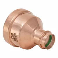 This copper or bronze press tube fitting with a seal window is used for creating secure, press-fit connections in plumbing systems. It is a straight coupling with a 2 1/2 in CTS x 1 in CTS size and Press-fit x Press-fit configuration. Suitable for joining copper or bronze tubing in water supply lines without soldering or threading