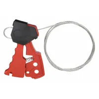BRADY Cable Lockout: Squeeze Handle, Includes Cable, Steel, 6 ft Cable Lg, Red, Cable Included (MPN 65318)