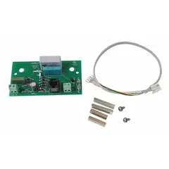 This ring relay kit includes a green PCBA board designed for use with analog telephones in the 276 series. It is used to detect ringing signals and activate sounders, strobes, and ring indicators in industrial communication systems.