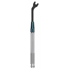 Alloy steel construction with black oxide finish. SAE single-end open end wrench with interchangeable handle. Head size 7/64 in, overall length 3 in. Used for tightening or loosening fasteners in confined spaces, suitable for precision work on small hardware in maintenance, assembly, and repair tasks.