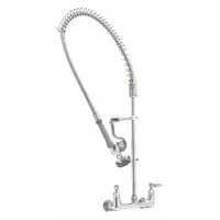 T&S BRASS Pre Rinse Faucet: Wall, Widespread, 2 Mounting Holes, Brass, Chrome, 1.42 gpm Flow Rate (MPN B-0133-B)