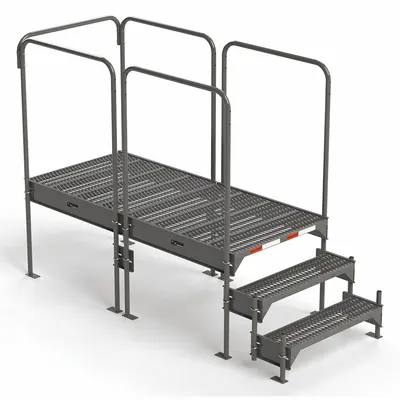 EGA Work Platform: 2.3 ft Platform Ht - Max, 34.6 in x 76.8 in, Steel - Configurable Single-Access Platforms