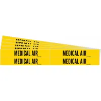 Pipe Marker: Medical Air, Yellow, Black, Fits 3/4 to 2 3/8 in Pipe O.D., 4 Pipe Markers, 5 PK (MPN 7184-4-PK)