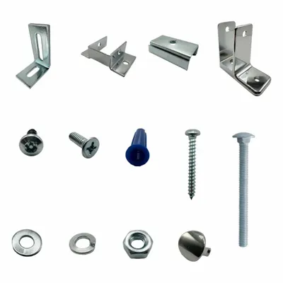 HADRIAN Headrail Between Wall Kit: Chrome Zamac - Brackets, Alcove Clips & Channels for Bathroom Partitions