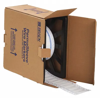 BRADY Sleeve Label: 3/8 in x 2 in, Polyolefin, White (Matte) - Brady Precut Sleeve Label Rolls
