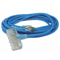 SOUTHWIRE Extension Cord: Outdoor Use, 50 ft Lg, 3 Outlets, 5-15P, 14/3, SJTW, Blue, T-Shape (MPN 32688806)