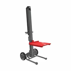 This modular stacker combines an electric screw drive lift mechanism with manual push operation for precise lifting and maneuvering in tight spaces. Fixed forks measure 24 inches long by 24 inches wide, with a 24-inch width across forks. Suitable for light-duty stacking and order picking of palletized loads in warehouses and distribution centers.