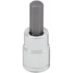 Hex bit socket with fixed insert design, featuring an 8 mm hex tip and 1 3/4 in overall length. Used for driving hex-head fasteners in assembly, maintenance, and repair tasks.