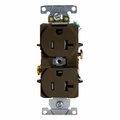 LEVITON Plugs and Receptacles: Duplex, 5-20, Brown, 125V AC, 20 A, 2 Pole / 3 Wire (MPN T5362) - General Purpose Receptacles