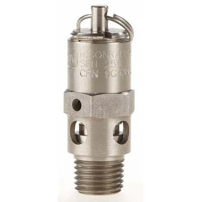 CONRADER Safety Valve: Hard Seat, 1/4 in (M)NPT Inlet (In.) - Hard Seat Pneumatic Safety Valves