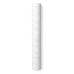 Solid polypropylene water filter cartridge with 6 micron rating for sediment removal. Flow rate 10 gpm, overall height 12-1/2 inches. Used in industrial water systems to filter sand, rust, and silt from process water.