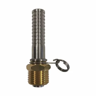 SANI-LAV Swivel Hose Adapter: Brass, Brass, 3 3/4 in Overall Lg, 5/8 in Inlet Connection Size - Faucet Sprayer Hose Adapters