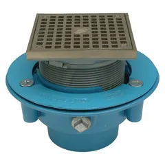 This ZURN general purpose floor drain features a plastic body and a nickel bronze grate with a 5 in diameter. It has a 2 in nominal pipe size and is designed for surface water drainage in indoor areas such as utility rooms, mechanical spaces, and light-traffic zones.