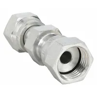 Swivel union for connecting two 3/8 in OD tubes in high-pressure hydraulic systems. Steel construction with O-Ring face seal. Rated for maximum operating pressure of 9,200 psi. Part of the Seal-Lok series