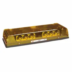 LED mini light bar with SAE J845 Class 1 rating for high-visibility warning. Features 30 selectable flash patterns, screw mounting, and blunt cut wires for electrical connection. Suitable for emergency, utility, and construction vehicle warning applications.