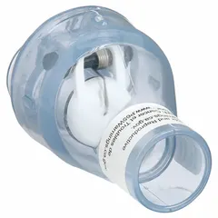 This PVC inline spring-loaded swing check valve prevents backflow in piping systems. It features a 3/4 in pipe size with socket x socket connections and a female standard body. The spring-loaded design ensures positive sealing against reverse flow.