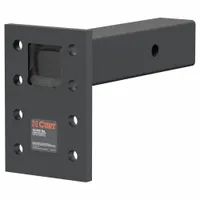 Steel pintle mount with a 2-1/2 in shank diameter and 8 x 7 in mounting plate. Designed for heavy-duty towing applications such as connecting trailers, equipment, or machinery to trucks or vehicles with pintle hitches
