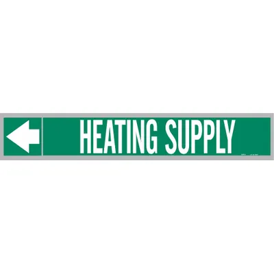 BRADY Pipe Marker: Heating Supply, Green, White, Fits 2 1/2 to 6 in Pipe O.D. - Heating Supply Adhesive Pipe Markers on a Roll