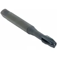 Spiral-point tap for threading through holes in metal. M5x0.8 metric thread, D11 oversized diameter, 3 flutes, plug chamfer. Pushes chips forward to reduce clogging. Suitable for production tapping of steel, stainless steel, and aluminum