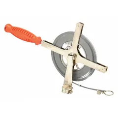 Liquid remaining (innage) gauging tape with a 100 ft steel blade, ring tip, and SAE inch markings. Single-sided silver finish with an extra large winding drum. Used for measuring the depth of liquid in industrial tanks and vessels.
