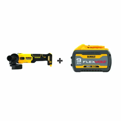 DEWALT Angle Grinder: 4 1/2 in Wheel Dia, Brushless Motor, 9.0 Ah, 20V DC, Std Head - DEWALT Cordless Angle Grinders