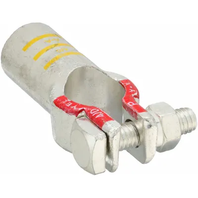 ECO-MAX Battery Terminal: Straight, Crimp, 4/0 ga, Yellow, Positive, Tin - Straight Alignment