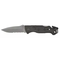 SOG Folding Rescue Knife: 3 1/2 in Blade Lg, 4 3/4 in Closed Lg, 8 1/4 in Overall Lg, Aluminum (MPN FF24-CP)