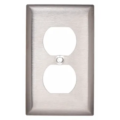 HUBBELL Wall Plate: Duplex Outlet, 1 Gang, Silver - General Purpose Wall Plates