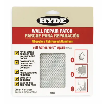 HYDE Wall Repair Patch, 6 in x 6 in, Gray - Drywall Patches & Tape