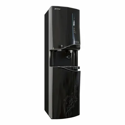 PURLOGIX Beverage Station: Water Dispenser, Cold/Hot/Room Temp, Black, ABS, 59 in Ht - Freestanding Plumbed Water & Ice Dispensers with Filtration
