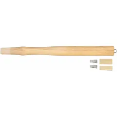 Replacement hammer handle designed for blacksmith hammers with a maximum head weight of 4 lb. Fits a 1 in eye opening length with an oval eye shape. Includes one wood wedge for secure installation.