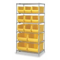 QUANTUM STORAGE SYSTEMS Bin Shelving: 36 in x 30 in x 74 in, 13 Bins, 6 Shelves, Open, Yellow (MPN WR6-973974YL)