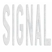 This white thermoplastic pavement marking displays a 'Signal' legend and measures 8 ft long by 10 ft wide. It is applied using a hand torch for permanent adhesion. Typical uses include traffic control, safety zones, and industrial facility markings on roadways and parking lots