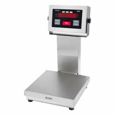 DORAN Industrial Bench Scale: 10 in x 10 in, IP69K, Column-Mounted - Bench Scales with Column-Mounted Indicator