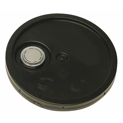 OEM Black Plastic Tear Tab Lid, 12 1/4 in Overall Diameter, Gasketed Snap-On Spout - Tear Tab Lids