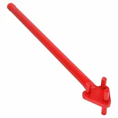 This manual rebar hickey is used for bending rebar on construction sites. It accommodates rebar up to 5/8 inch diameter, compatible with trade sizes #3, #4, and #5. The tool is constructed from steel for repetitive bending tasks.