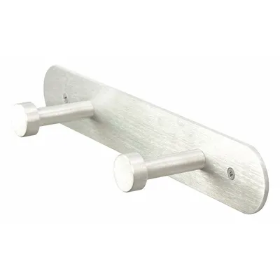 OEM Wall-Mount Coat Hook, 2 Hooks, Chrome, Aluminum, 12 in W x 2 in H x 2 3/4 in D - Wall-Mount Coat Hooks