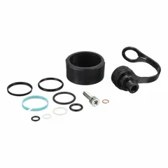 This repair kit is designed for servicing ENERPAC RC10 TRIO hydraulic cylinders. It includes seals, wipers, and other components necessary for routine maintenance to help extend cylinder life and prevent leaks in industrial lifting and pressing applications.