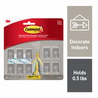 Indoor decorative and utility hook with adhesive backing for lightweight hanging. Stainless steel finish, 5/8 in overall height, single point. Suitable for organizing keys, small tools, or accessories in workshops, kitchens, or offices