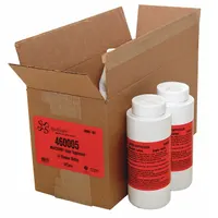 SPILFYTER Mercury Vapor Suppressant in a shaker bottle, 5-pack. Applied directly to mercury spills to contain and suppress vapor, reducing airborne exposure during cleanup. Maximum mercury absorbency of 33.4 mL per bottle