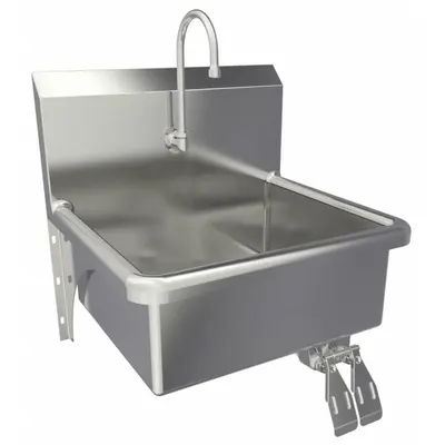 SANI-LAV Hand Sink: 1 Stations, 9 in Bowl Dp, 20 in Bowl Lg, 17 in Bowl Wd, Faucet Included - One-Station Wall-Mounted Hand Sinks with Faucets