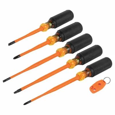 KLEIN TOOLS Insulated Slim Tip Driver Set: 1-10 Pieces, 6 Pieces - Insulated Screwdriver Sets